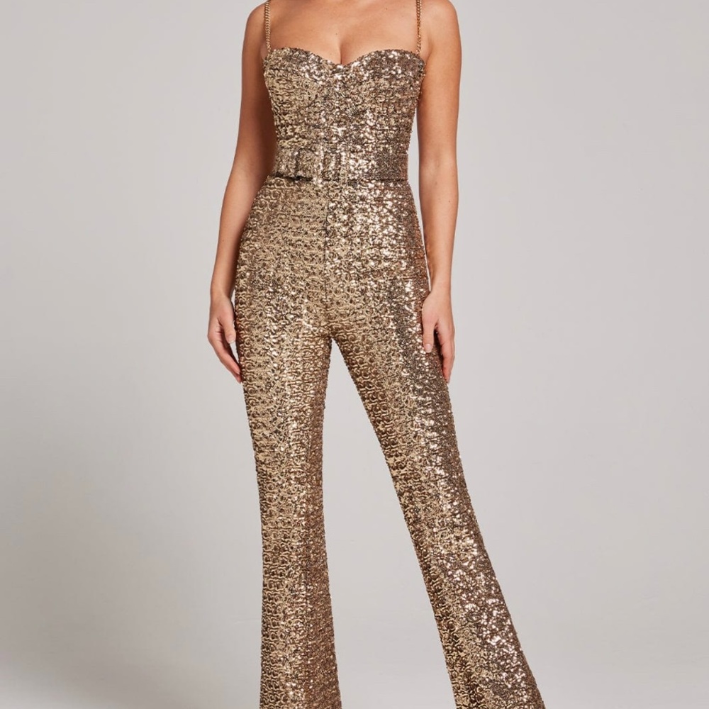 Nadine Merabi Lucinda Gold Jumpsuit